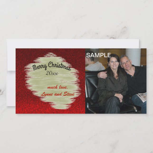 Modern Red and Gold Christmas Photo Card (Front)