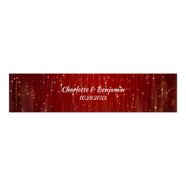 Modern Red and Gold Glitter Wedding  Napkin Bands (Unfolded)