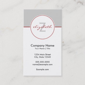 Modern Red And Gray Business Card by snowfinch at Zazzle