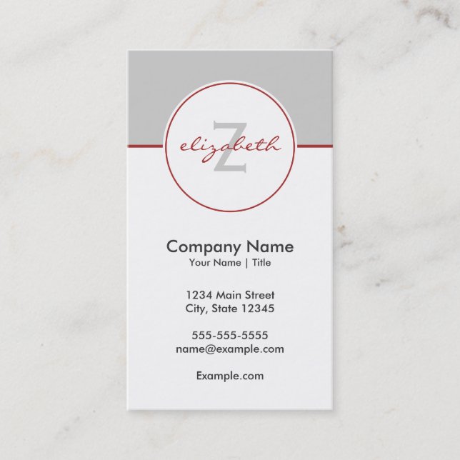 Modern Red and Gray Business Card (Front)
