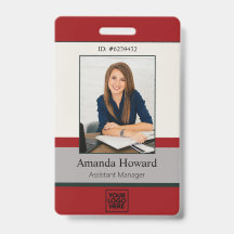 Modern Red and Gray Employee Photo ID Company