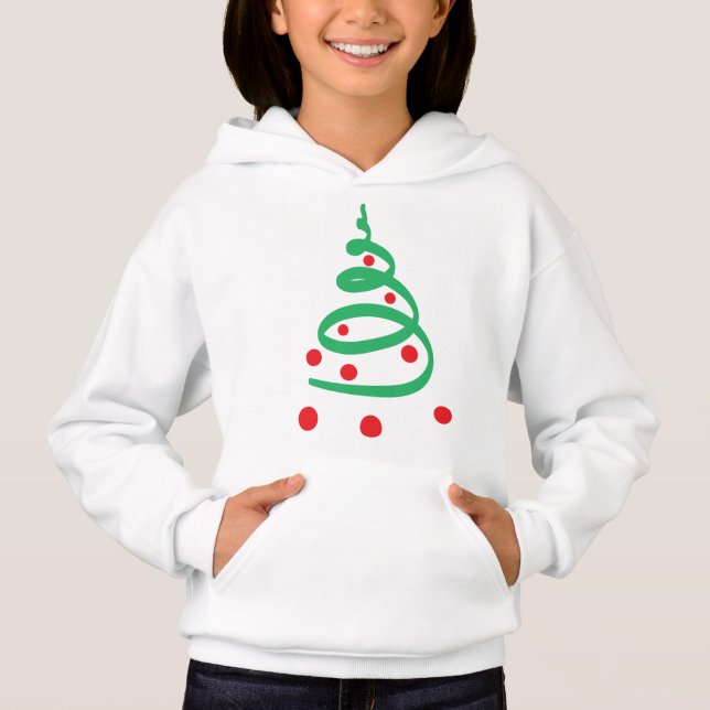 Modern Red and Green Christmas Tree Hoodie (Front)