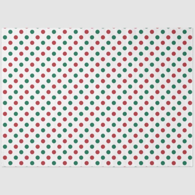 Modern Red and Green Polka Dots Christmas Tissue Paper (Front)