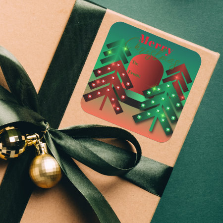Modern Red and Green Sparkling Christmas Trees Sticker