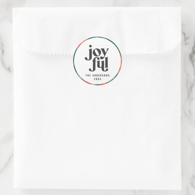 Modern red and green typography christmas holiday classic round sticker (Bag)