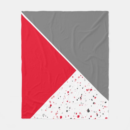 Modern Red and Grey Terrazzo Fleece Blanket