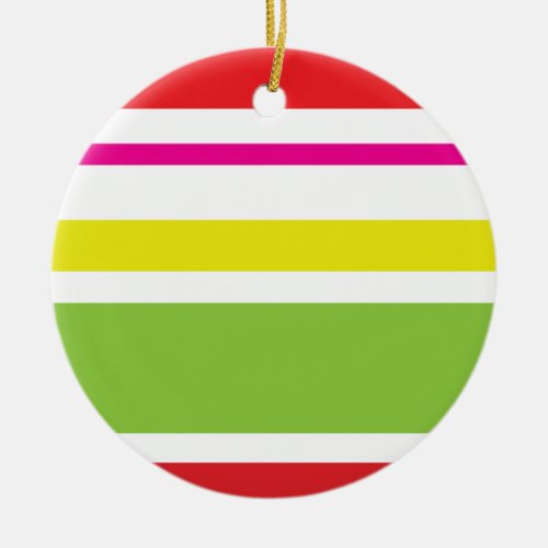 Modern Red and Lime Green Christmas Ceramic Ornament