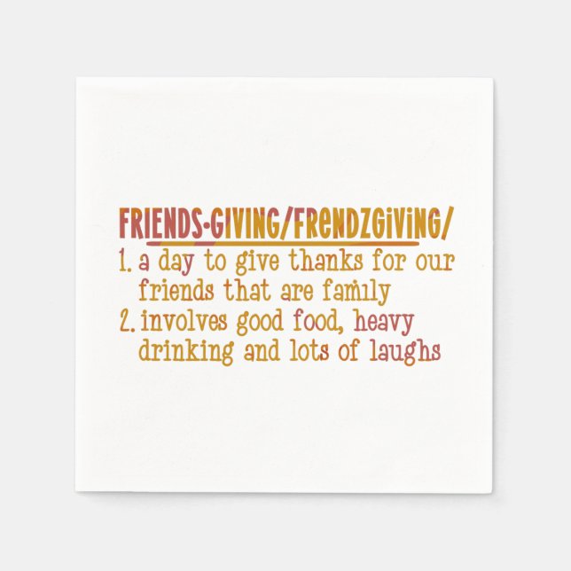 Modern Red and Orange Friendsgiving Napkins (Front)