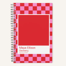 Modern Red and Pink Checkerboard Notebook