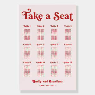 Modern Red and Pink Wedding Seating Chart Foam Board