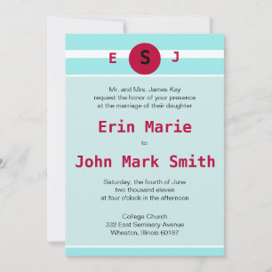 Modern Red and Teal Wedding Invitation