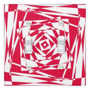 Modern Red and White Abstract Illusion Light Switch Cover