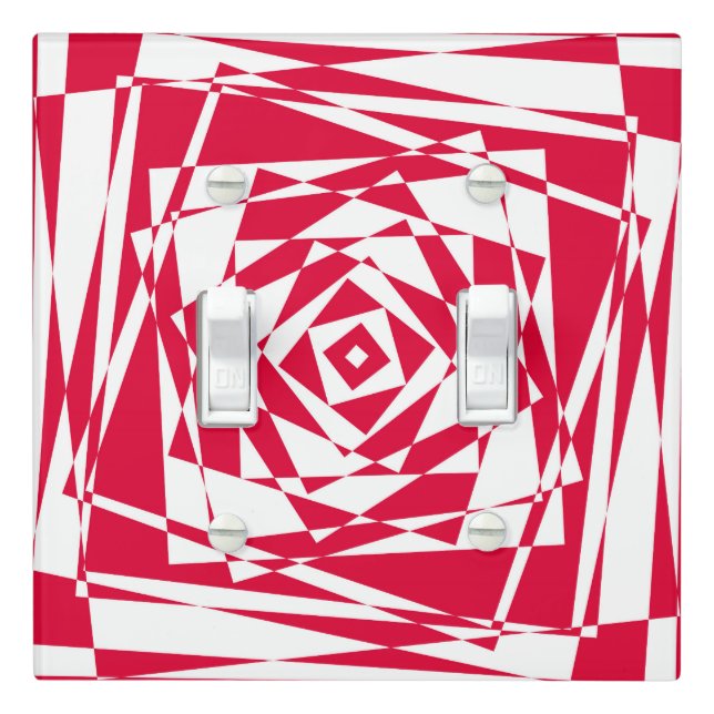 Modern Red and White Abstract Illusion  Light Switch Cover (In Situ)