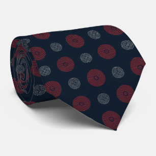 Modern Red and White Art Deco Circles Neck Tie