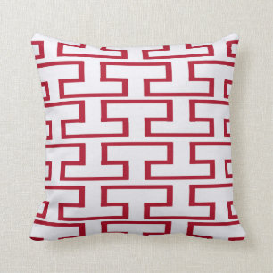 Modern Red and White Bricks Throw Pillow