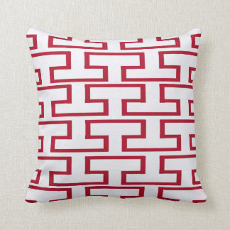 Modern Red and White Bricks Throw Pillow