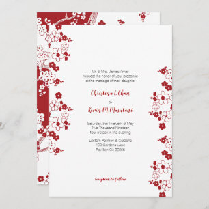 Modern Red and White Cherry Blossom Wedding Invitation