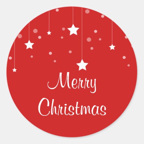 Modern Red and White Christmas Classic Round Sticker