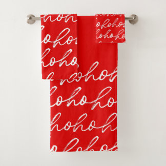 Modern Red and White Christmas Pattern Bath Towel Set