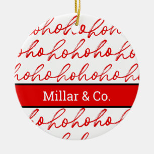 Modern Red and White Christmas Pattern Ceramic Ornament
