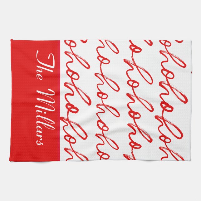  Modern Red and White Christmas Pattern  Kitchen Towel (Horizontal)