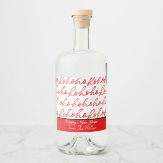 Modern Red and White Christmas Pattern Liquor Bottle Label