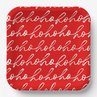 Modern Red and White Christmas Pattern Paper Plates