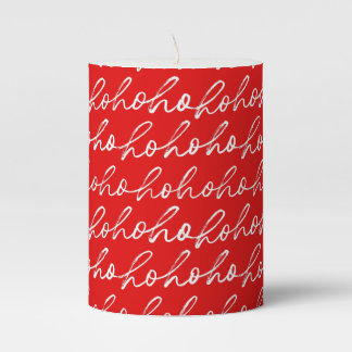 Modern Red and White Christmas Pattern Pillar Candle