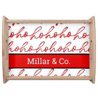 Modern Red and White Christmas Pattern Serving Tray