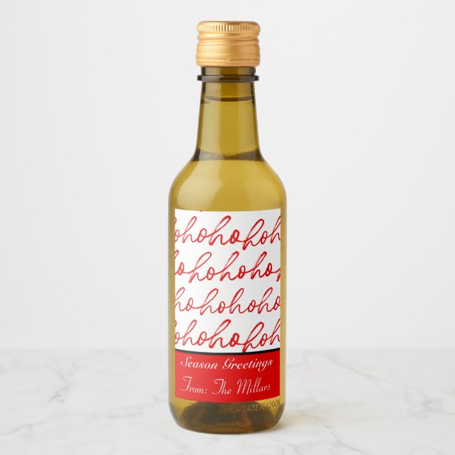Modern Red and White Christmas Pattern  Wine Label (Front)