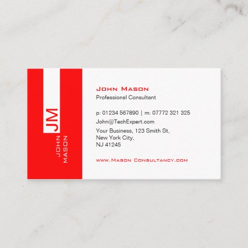 Modern Red and White Consultant - Business Card