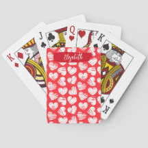 Modern Red and White Doodled Heart Valentine Name