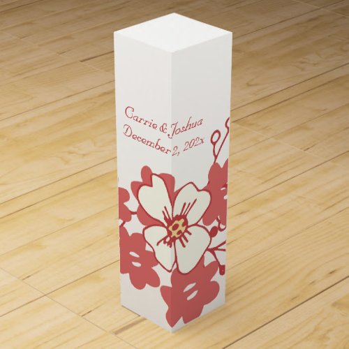 Modern Red and White Flowers Wedding Wine Box