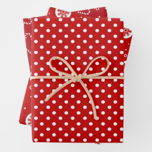Modern Red and White Geometric Dots Pattern  Wrapping Paper Sheets