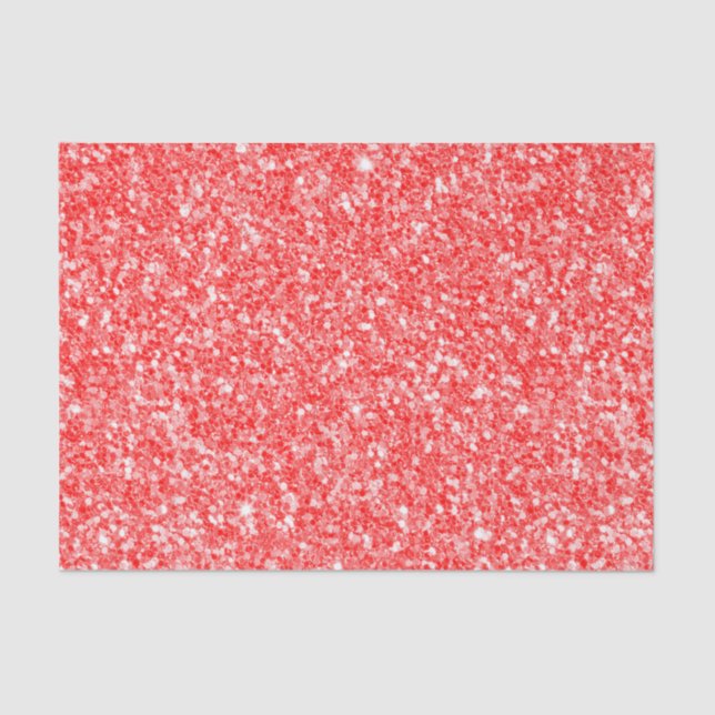 Modern Red And White Glitter Tissue Paper (Front)