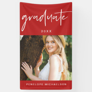 Modern Red and White Graduate Script Photo Banner