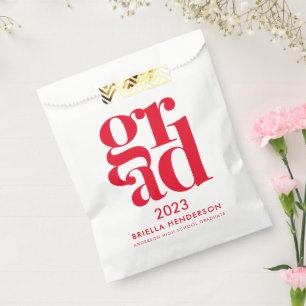 Modern Red and White Graduation Party Favor Bag
