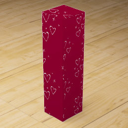 Modern Red and White Hearts Valentine&#39;s Day Kisses Wine Box