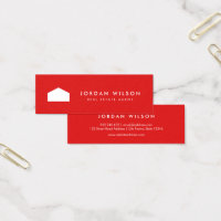 Modern Red and White House Real Estate Agent Mini Business Card