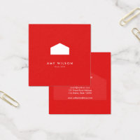Modern Red and White House Realtor Square Business Card