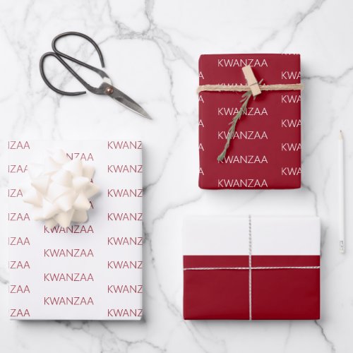 Modern red and white Kwanzaa Wrapping Paper Sheets