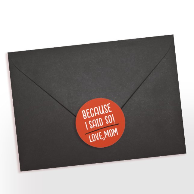 Modern Red And White Mom Funny Saying Typography Classic Round Sticker (Creator Uploaded)