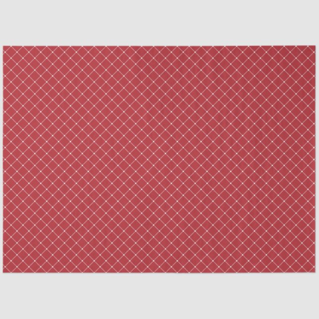 Modern Red and White Plaid Christmas Tissue Paper (Front)