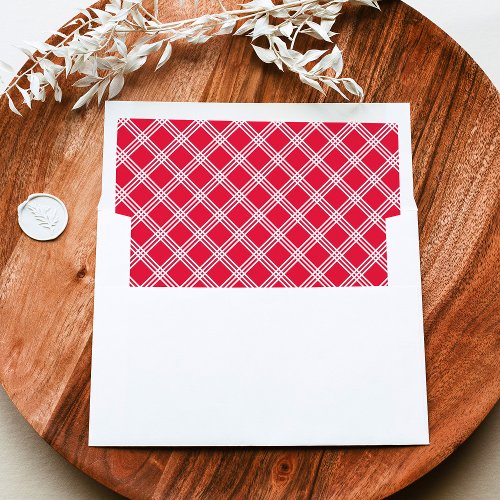 Modern Red and White Plaid Pattern Envelope Liner