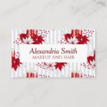 Modern Red and White Poinsettia Flower Business Card