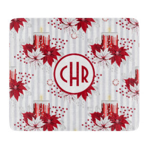Modern Red and White Poinsettia Flower Cutting Board