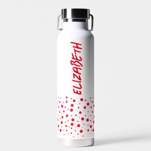 Modern Red and White Polka Dots Water Bottle
