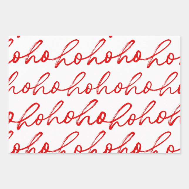 Modern Red and white Script Christmas Pattern  Wrapping Paper Sheets (Front)