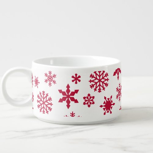 Modern red and white snowflake pattern bowl