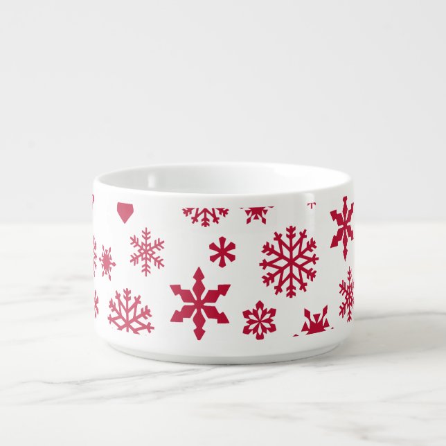 Modern red and white snowflake pattern bowl (Center)